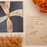 ΠΓ.4071 χειροποίητο προσκλητήριο γάμου με κορδέλα