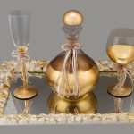 LV.018 Σετ γάμου, δίσκος - καράφα & ποτήρι κρασιού.