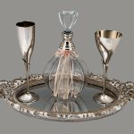 LV.086 Σετ γάμου, δίσκος – καράφα & ποτήρι κρασιού.