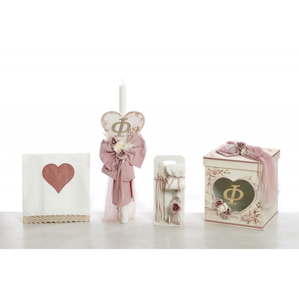 BE2439-set-vaptisis-koritsi-vintage-boho-monogramma-louloudia-kardia-alacarteinvitations BE2439 σετ βάπτισης για κορίτσι με θέμα καρδιά, μονόγραμμα - Image 1